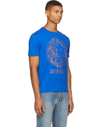 Versus Blue Rainbow Stud Lion Logo T Shirt