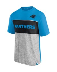 FANATICS Branded Blueheathered Gray Carolina Panthers Colorblock T Shirt