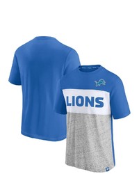 FANATICS Branded Blueheathered Gray Detroit Lions Colorblock T Shirt