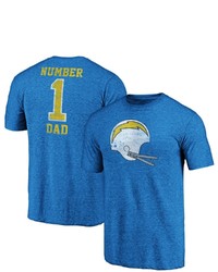 FANATICS Branded Heathered Navy Los Angeles Chargers Greatest Dad Retro Tri Blend T Shirt