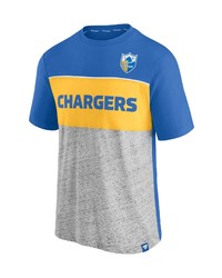 FANATICS Branded Powder Blueheathered Gray Los Angeles Chargers Throwback Colorblock T Shirt