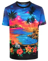 Dolce & Gabbana Hawaiian Print Cotton T Shirt