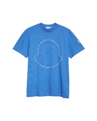 Moncler Logo Outline Graphic Tee In Blue At Nordstrom