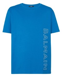 Balmain Logo Print Short Sleeved Cotton T Shirt