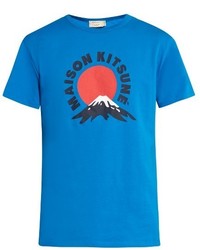 MAISON KITSUNÉ Mount Fuji Print Crew Neck Cotton T Shirt