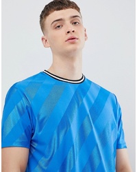 ASOS DESIGN Relaxed T Shirt With Diagonal Shadow Stripe With Tipping In Blue