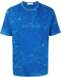 Stone Island Splatter Effect Logo Print T Shirt