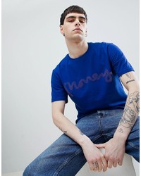 Money T Shirt In Blue With Logo