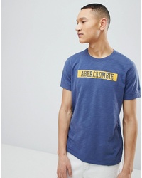 Abercrombie & Fitch Varsity Chest Logo Slub T Shirt In Blue