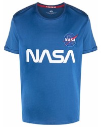 Alpha Industries X Nasa Reflective Logo Print T Shirt