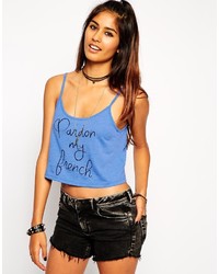 Asos Collection Cropped Cami Top With Pardon My French Print