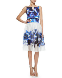 Milly Floral Mirage Print Crop Top Mesh Skirt