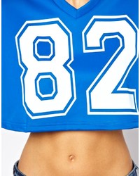 Asos Neoprene Crop Top With V Neck And 82 Print