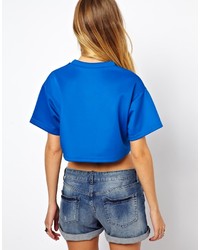 Asos Neoprene Crop Top With V Neck And 82 Print