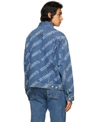 Vetements Blue Denim Allover Logo Jacket
