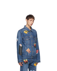 Doublet Blue Denim Hand Painted Food Jacket