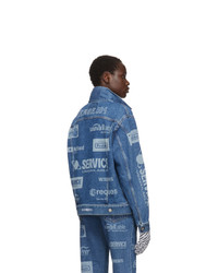 Vetements Blue Fully Branded Denim Jacket