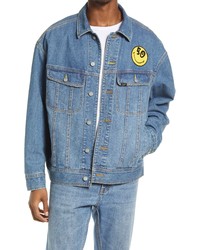 LEE JEANS Smiley X Lee 50th Anniversary Smiley Patch Denim Jacket In Mid Shade At Nordstrom