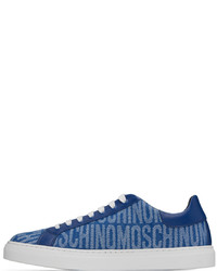 Moschino Blue All Over Logo Denim Sneakers