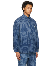 Xander Zhou Blue Denim Pattern Shirt