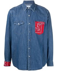 Re-Worked Contrast Patch Pocket Denim Shirt