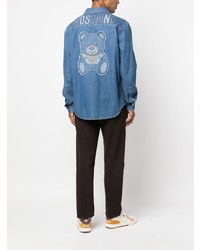 Moschino Teddy Bear Print Denim Shirt