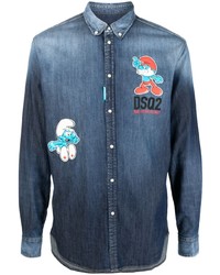 DSQUARED2 X Smurfs Buttoned Denim Shirt