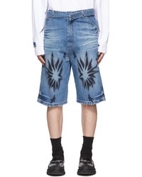 Blue Print Denim Shorts