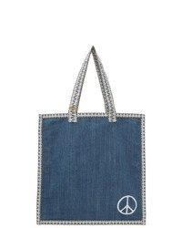 Blue Print Denim Tote Bag