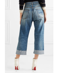 R13 Crossover Asymmetric Distressed High Rise Wide Leg Jeans