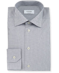 Eton Contemporary Fit Micro Print Woven Dress Shirt Navy