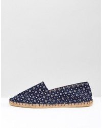 Asos Slip On Espadrilles In Navy With Floral Print
