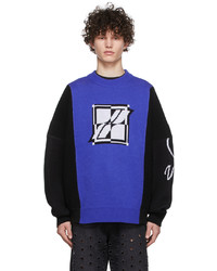 Blue Print Fleece Crew-neck Sweater