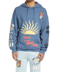 CONEY ISLAND PICNIC Fresh Air Cotton Blend Graphic Hoodie In Slate Blue At Nordstrom
