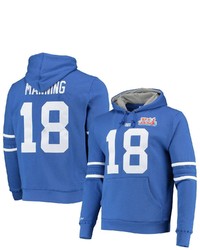 Mitchell & Ness Peyton Manning Royal Indianapolis Colts Retired Player Name Number Fleece Pullover Hoodie