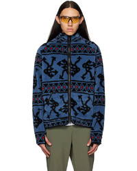 Blue Print Fleece Zip Sweater