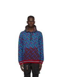 Burberry Blue And Red Manslow Hoodie