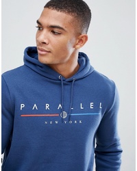New Look Hoodie With Parallel Print In Blue