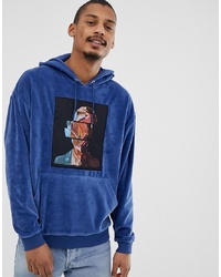 ASOS DESIGN Oversized Hoodie In Velour With Photographic Print