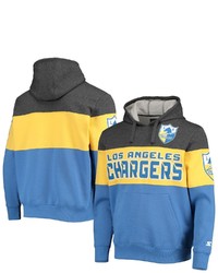 STARTE R Heathered Charcoalgold Los Angeles Chargers Extreme Fireballer Throwback Pullover Hoodie