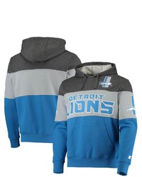 STARTE R Heathered Charcoalgray Detroit Lions Extreme Fireballer Throwback Pullover Hoodie
