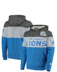 STARTE R Heathered Grayblue Detroit Lions Extreme Fireballer Pullover Hoodie