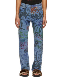 Vetements Blue Graffiti Straight Jeans