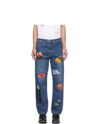 Doublet Blue Hand Painted Food Jeans