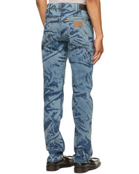 Bianca Saunders Blue Wrangler Edition Scrunched Print Jeans