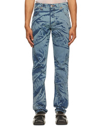 Bianca Saunders Blue Wrangler Edition Scrunched Print Jeans