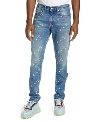 Off-White Logo Distressed Slim Fit Jeans