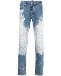Philipp Plein Paint Splatter Print Straight Cut Jeans