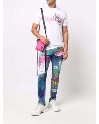 DSQUARED2 Slim Fit Graffiti Print Jeans
