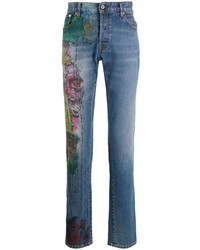 Just Cavalli Straight Leg Graffiti Print Jeans